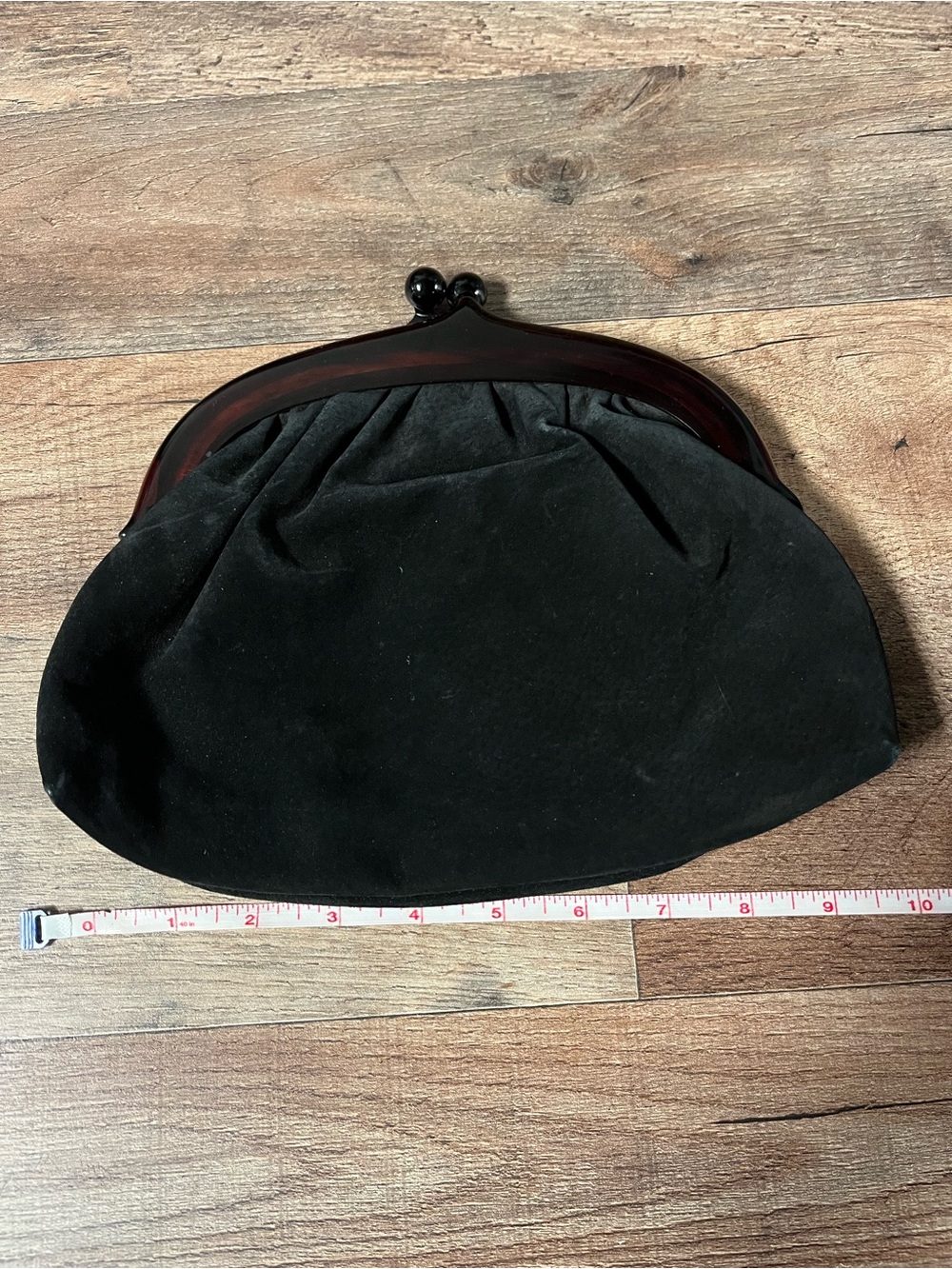 Vintage Black Suede Clutch Bag